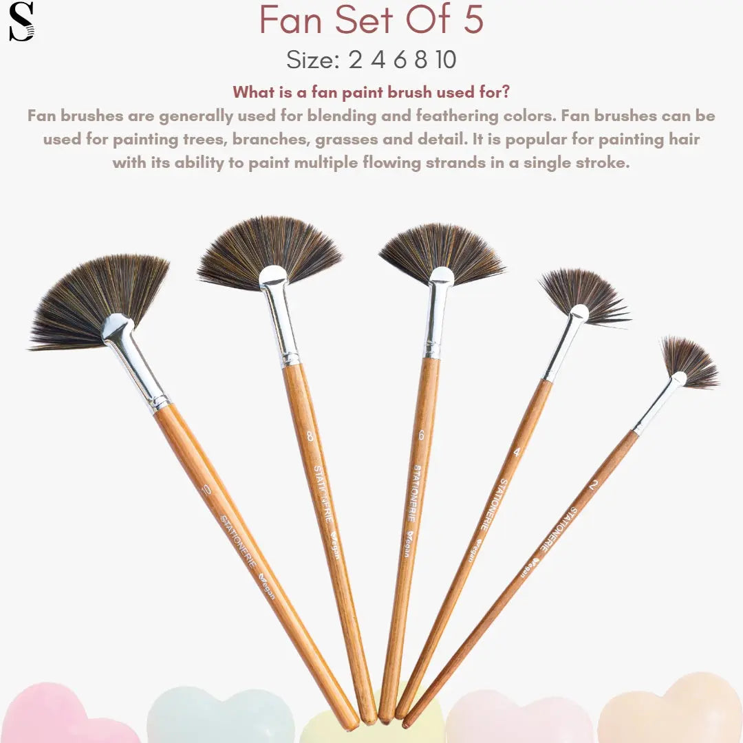 Stationerie Vegan Fan Brush Set Of 5 Stationerie